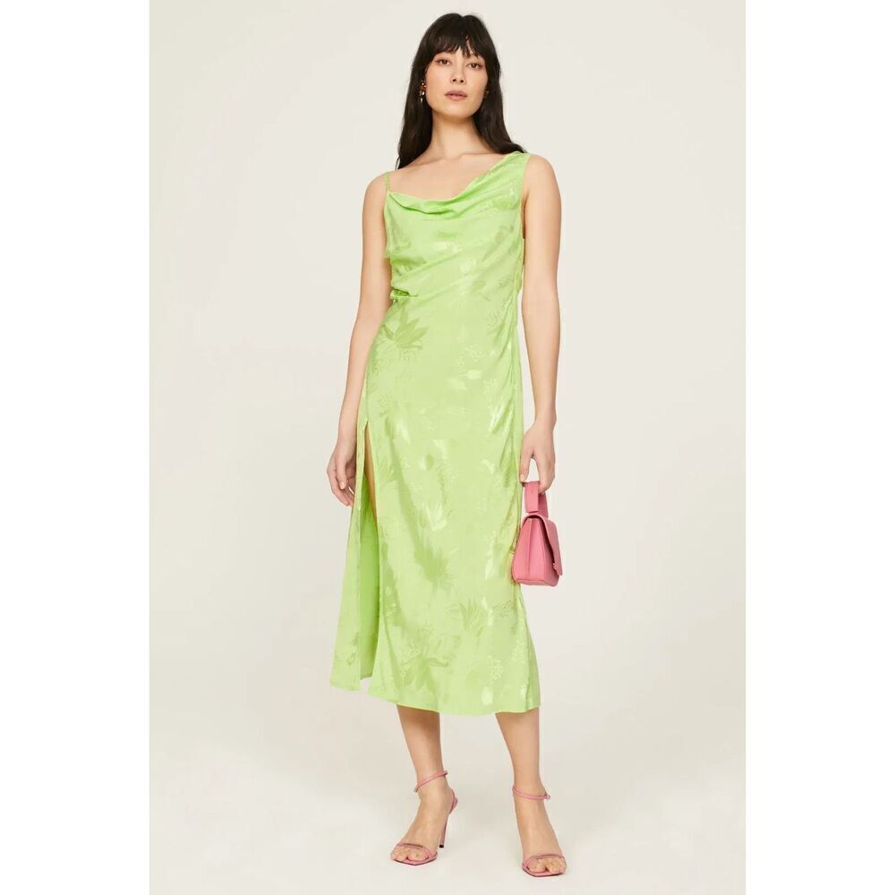 NWT For Love & Lemons Ilana Midi Dress In Green Size XS